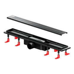 Душевой трап (лоток) AM.PM PrimeFlow 600 мм комбинированный затвор, с черной матовой решеткой, перфорированная, выходная труба 50 мм, линейный