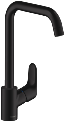 Смеситель для кухни/мойки Hansgrohe Focus M41, 260 1jet, однорычажный, керамический, с поворотным Г-образным изливом, длина 20,4 см, латунь, цвет матовый черный, кухонный