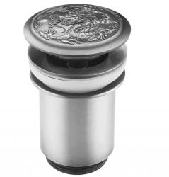 Донный клапан ZorG Antic, клик-клак, круглый, латунь, цвет серебро, с переливом, для раковины/умывальника/рукомойника