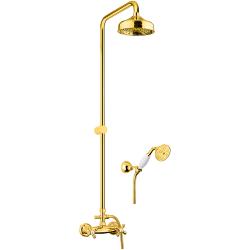 Душевая система Webert Armony, высота 125 см, цвет золото, комплект: тропический душ/стойка/лейка/шланг, со смесителем без излива