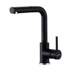 Смеситель для кухни/мойки Paulmark Kassel, однорычажный, поворотный, керамический картридж, высокий, выдвижной излив, длина излива 187 мм, латунь, цвет антрацит