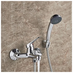 Смеситель для ванны/душа LEDEME настенный, однорычажный, неповоротный, латунный, длина излива 145 мм, латунь, цвет хром