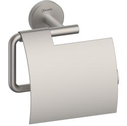 Держатель для туалетной бумаги Lemark Beluga с крышкой, цвет брашированный никель, настенный, нержавеющая сталь, форма округлая, для туалета/ванной, бумагодержатель LMA-8023S2-BN
