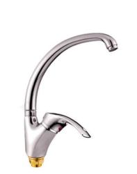 Смеситель для кухни/мойки Ekko, однорычажный, поворотный, керамический, длина излива 222 мм, силумин, цвет хром