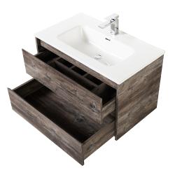Тумба под раковину BelBagno Kraf 100, 100х46х53 см, подвесная, 2 выкатных ящика, ЛДСП, цвет: сосна пасадена, шкафчик навесной, механизм доводчика, прямоугольная