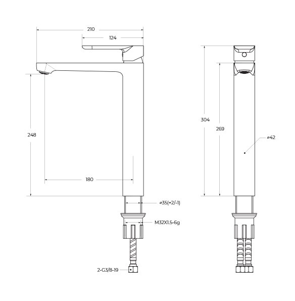 Смеситель для раковины Cezares Stylus однорычажный, высокий, длина излива 180 мм, неповоротный, керамический, нержавеющая сталь, цвет хром, без донного клапана