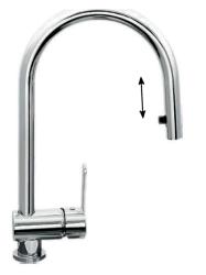 Смеситель для кухни ALVEUS ARC 20-P CHR однорычажный, поворотный, керамический, высокий излив, высота излива 17,9 см, латунь, покрытие хром, цвет нержавеющая сталь