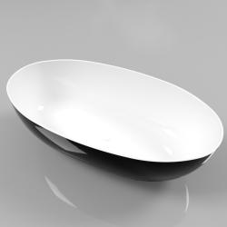 Ванна Whitecross Diamond, 170х87 см, из искусственного камня, цвет- черный/белый глянцевый, (без гидромассажа) овальная, отдельностоящая, правосторонняя/левосторонняя, правая/левая, универсальная