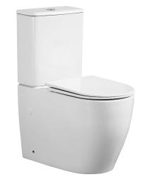 Унитаз компакт Azario BONELLE белый, универсальный выпуск, напольный, с быстросьемным сиденьем микролифт, безободковый, дюропласт AZ-1229A