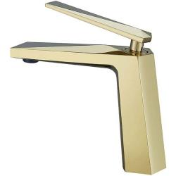 Смеситель для раковины/умывальника Boheme Venturo, однорычажный, неповоротный, керамический, длина излива 141 мм, латунь, цвет золото