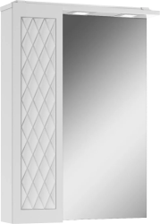 Зеркальный шкаф Домино 3D 60, 604х150х800 мм, с LED/ЛЕД-подсветкой, подвесной, цвет белый, зеркало, 1 распашная дверца, прямоугольный, левый, левосторонний