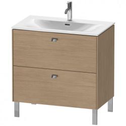 Тумба под раковину Duravit Brioso, 82х47,9х68,5 см, напольная, цвет: дуб европейский/хром, 2 выдвижных ящика, ДСП, прямоугольная, левая/правая, в ванную комнату