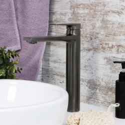 Смеситель для раковины/умывальника WasserKRAFT Wiese, однорычажный, неповоротный, керамический, высокий, длина излива 166 мм, латунь, цвет оружейная сталь