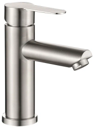 Смеситель для раковины/умывальника Haiba, однорычажный, неповоротный, нержавеющая сталь, длина излива 112 мм, керамический, цвет сталь