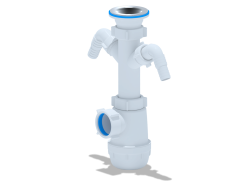 Сифон ANI-grot (Ани Грот) 1 1/2"*40 бутылочный, с двумя отводами для бытовой техники, белый, полипропилен A1100