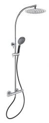 Душевая система с термостатом встраиваемая Teka Healthy, цвет черный,хром, комплект: однозахватный смеситель термостатический/тропический душ (с верхней лейкой)/лейка/шланг, без излива