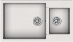 Мойка кухонная Longran Enigma ENG860.500 15, две чаши, 86х50 см, врезная, искусственный гранит (LONSTONE), прямоугольная, цвет саббиа, без отверстия под смеситель, слив-перелив, без крыла
