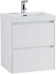 Тумба под раковину BelBagno Pietra Mini 50, 49,4х39,5х53,5 см, подвесная, 2 выкатных ящика, МДФ, цвет: белый глянцевый, шкафчик навесной, механизм доводчика, прямоугольная