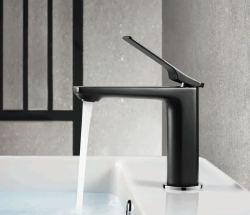 Смеситель для раковины/умывальника LEDEME однорычажный, неповоротный, длина излива 123 мм, латунь, цвет черный