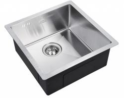 Мойка кухонная ZorG St Hammer RR, 44х44х18 см, нержавеющая сталь, квадратная, цвет: нержавеющая сталь, без отверстия под смеситель, без крыла, слив-перелив, врезная