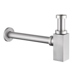 Сифон для умывальника ABBER RECHTECK бутылочный без выпуска, с накидной гайкой 1 1/4" DN32 квадратный, латунь, сатин AF0031SP