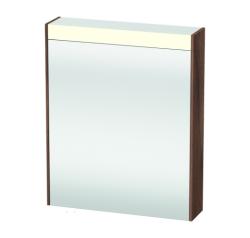 Зеркальный шкаф Duravit Brioso, 62х76х14,8 см, подвесной, цвет: орех матовый, зеркало с подсветкой LED/ЛЭД, выключатель/розетка, с 1 распашной дверцей/одностворчатый, 2 стеклянные полки, прямоугольный, правый