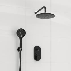 Душевая система WasserKRAFT, встраиваемая, цвет черный матовый, комплект: однорычажный смеситель/тропический душ (с верхней лейкой)/лейка/шланг, скрытого монтажа