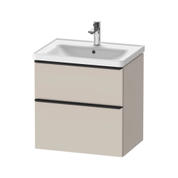 Тумба под раковину Duravit D-Neo, 61х46,2х62,5 см, подвесная, 2 выдвижных ящика, ДСП, цвет: серо-коричневый, шкафчик навесной, прямоугольная, правая/левая, в ванную комнату