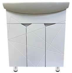 Тумба с раковиной GRADEONIKA Орион 70, напольная, 3 распашные дверцы с фрезеровкой, МДФ/ЛДСП, механизм доводчика, прямоугольная, цвет белый, прямоугольная 52033