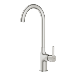 Смеситель для кухни/мойки Cersanit Elio однорычажный, поворотный излив, керамический, высота 283 мм, длина 181 мм, латунь, цвет хром