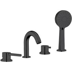 Смеситель для ванны/душа Webert Elio однорычажный, хромированный, настенный, излив 118 мм, неповоротный, латунь, цвет черный