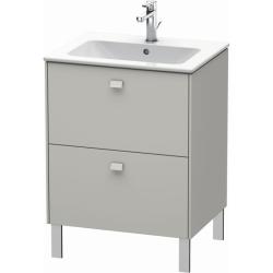 Тумба под раковину Duravit Brioso, 62х47,9х68,3 см, напольная, цвет: бетонно-серый, 2 выдвижных ящика, ДСП, прямоугольная, левая/правая, в ванную комнату