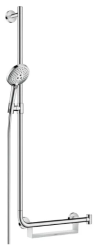 Душевой гарнитур Hansgrohe Raindance Select S 120 3jet со штангой 110 см, комплект: ручной душ/душевая штанга/корзина/шланг для душа/ползунок, латунь/пластик, цвет хром, левый