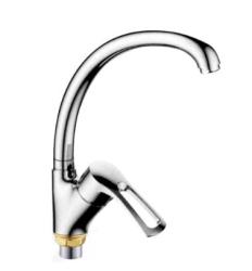 Смеситель для кухни/мойки Ekko, однорычажный, поворотный, керамический, длина излива 222 мм, силумин, цвет хром