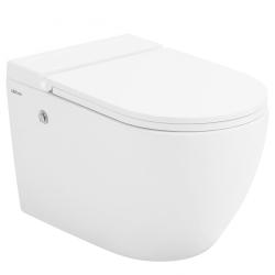 Унитаз подвесной ABBER Bequem 580х360х380 мм цвет белый, горизонтальный (прямой) выпуск, импульсный смыв, система антивсплеск, безободковый, с сиденьем микролифт, дюропласт, под скрытый бачок AC1108P