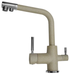Смеситель для кухни/мойки EMAR, с подключением фильтра питьевой воды, однорычажный, керамический картридж, высокий, с поворотным изливом, длина излива 190 мм, латунь, цвет сардоникс