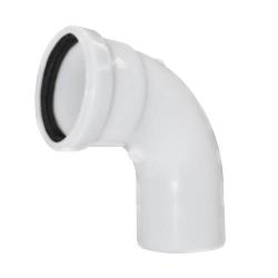 Отвод дымохода конденсационный Gekon D80 мм, 90° моно (Одноконтурный), раструбный, для дымоходов, полипропилен, цвет белый