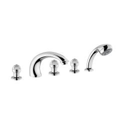 Смеситель для ванны/душа Migliore Axo, на борт ванны, двухвентильный, неповоротный, длина 150 мм, керамический, латунь, цвет хром