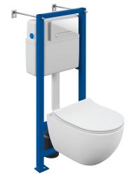 Комплект унитаза с инсталляцией Cersanit BRASKO SMART CO DPL EO slim + VECTOR + ESTETICA (безоб.ун.+быстр.сид. с микр.+инст.шир. 60 см+белая пласт.кнопка) 68304