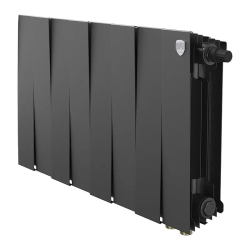 Радиатор отопления Royal Thermo PianoForte 300 Noir Sable VDR80 (8 секций) биметаллический, нижнее, правое подключение, для квартиры, дома, водяные, мощность 984 Вт, настенный, батарея, черный