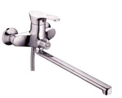 Смеситель для ванны/душа Ekko, однорычажный, настенный, поворотный, силумин, длина излива 350 мм, керамический, цвет хром