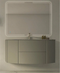 Тумба под раковину Cezares Eden 91, 91х51 см, подвесная, 2 выдвижных ящика/2 распашные створки, МДФ, цвет: моль серый матовый, шкафчик навесной, механизм доводчика, прямоугольная