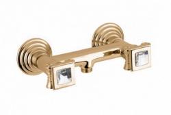 Смеситель для душа Cezares Olimp, настенный, двухвентильный, без излива, керамический, латунь, цвет золото 24 карат