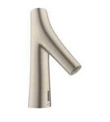 Смеситель для раковины AXOR Starck Organic, электронный, сенсорный, инфракрасный, фиксированный излив, длина 10,5 см, латунь, цвет шлифованный никель, питание от батареек, без регулировки температуры