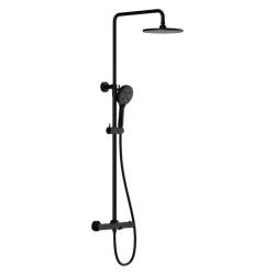 Душевая система Cersanit OLIVA (смеситель термостатический) 3 режима шланг 150 металл, цвет черный матовый, комплект: термостатический смеситель/тропический душ