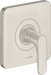 Вентиль Axor Citterio M запорный, с рычаговой рукояткой, скрытого монтажа, настенный, квадратный, латунь, цвет: под сталь, керамический, встраеваемый/встроенный, для ванны/душа