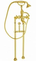 Смеситель для ванны/душа Cezares Lord, напольный, двухвентильный, неповоротный, длина 208 мм, керамический, латунь, цвет золото 24 карат
