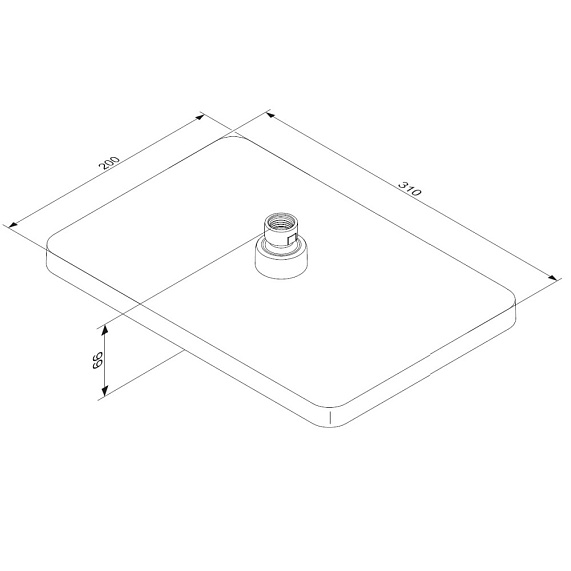 Верхний душ Damixa Merkur на подвижном шарнире, прямоугольный, с 1 режимом, тропический душ (лейка), размер диска 310х200 мм, ABS-пластик, цвет черный матовый, для душа/ванной