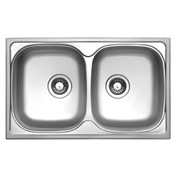 Мойка 480х780 см TopZero Wellinox серия CLASSIC, 2 чаши, врезная, из нержавеющей стали, матовая, прямоугольная, отверстие под смеситель, слив-перелив, для кухни
