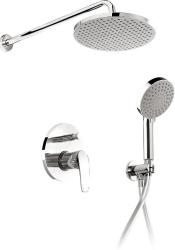 Душевая система Esko Set_6in1 встраиваемая, скрытого монтажа, цвет хром, комплект: однорычажный смеситель/тропический душ (с верхней лейкой)/лейка/держатель лейки/шланг, скрытый монтаж